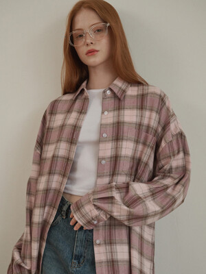 Oversized checkered shirt Pink