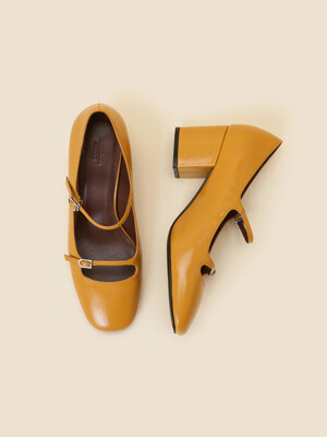 Double strap mary jane pumps(yellow)_DG1BA24512YEW