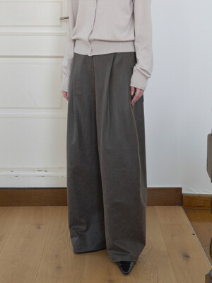 SUEDE WIDE PANTS_DARK BROWN