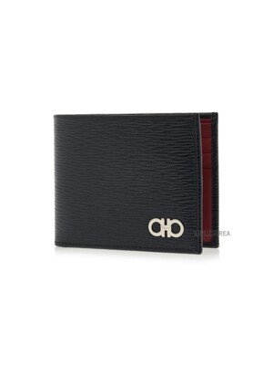 [페라가모] FW24 남성 더블 간치니 지갑 66 A064 NERO RED 0685978