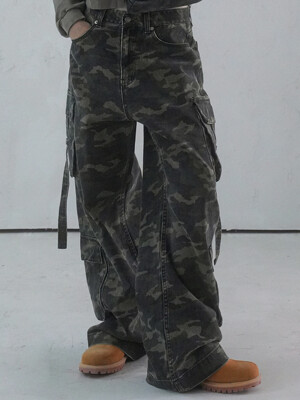 Ribbon Wide Cargo Pants - 4COL