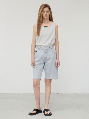 5 Pocket Denim Shorts, Light Grey