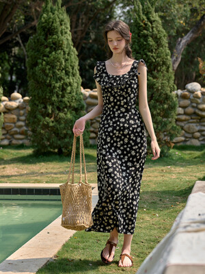 SR_French black floral dress
