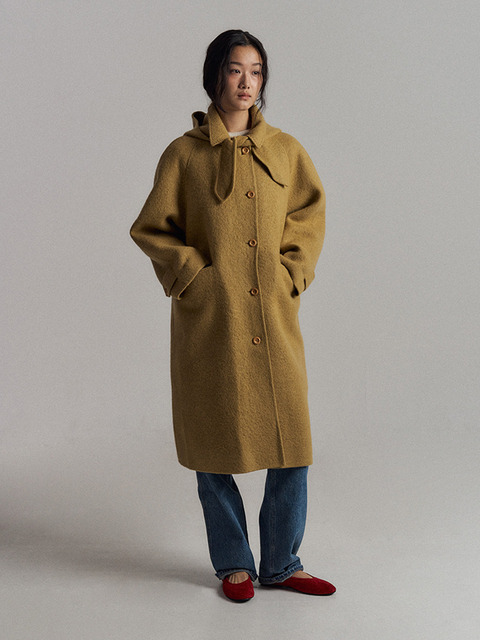 블로어 Alpaca Handmade Hoodie Coat (Camel)