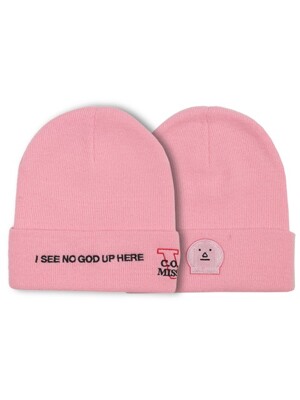 [UNISEX] RIBBED-KNIT BEANIE (Pink)