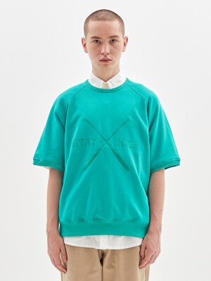PADDLE EMBROIDERED HALF CREW_GREEN
