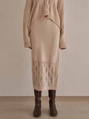 Netting H-line knit skirt - beige