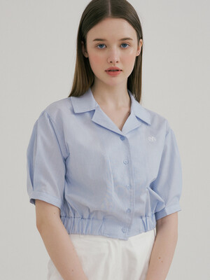 monts 1476 striped cropped shirts (light blue)