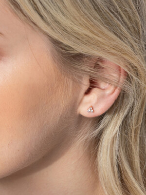 천연다이아 Three-Leaf Clover Earrings_14K Gold