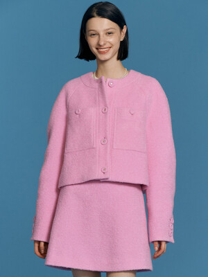 HAMPTON Volume Sleeve Cropped Quilted Coat (Thulian Pink/Lemon/Navy)