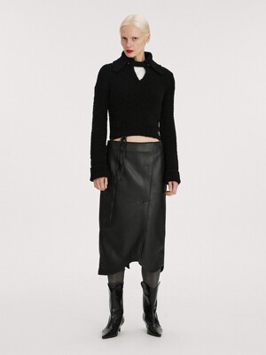 JOLLI BOUCLE POLO KNIT (BLACK)