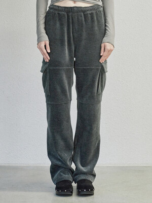 VELVET CARGO PANTS (grey)