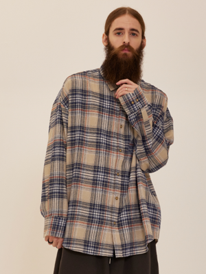 CB FLANNEL OVER CHECK SHIRT (BEIGE)