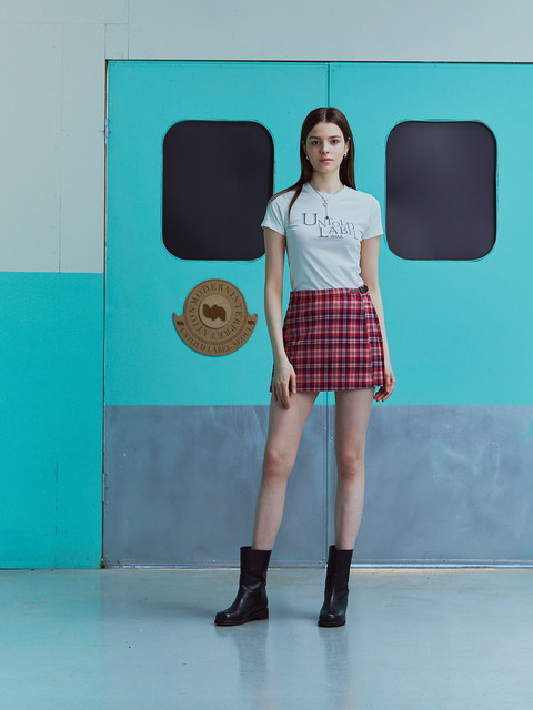 스커트 - 언톨드레이블 (UNTOLD LABEL) - PREP TARTAN CHECK WRAP SKIRT_RED TARTAN [U3S0S20324]