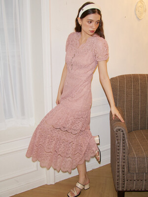 Lace Long Dress_ Pink