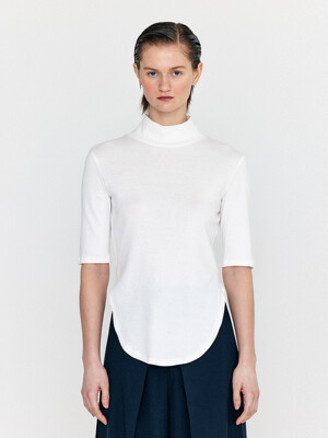 WERSEY High Neck Stripe Jersey Top - White