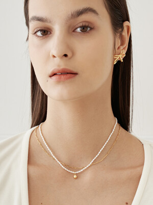 23 Mini heart pearl Necklace-gold