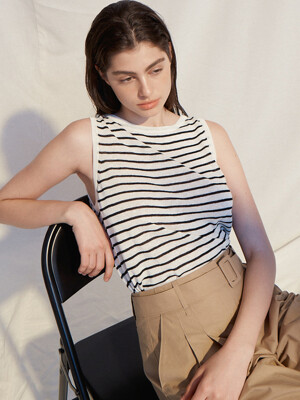 [KNIT] Linen Sleeveless Knit Top _ 3color