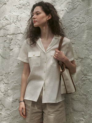 Open Collar Half Sleeve Shirts_2color