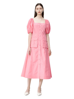 (PW2D3WOP5900PK) 스퀘어넥 포켓 드레스
