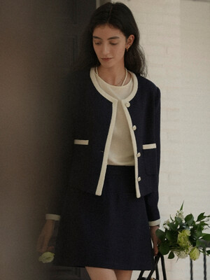 Laura tweed jacket_Navy