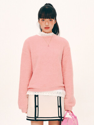 [단독] Soft wool knit mtm/ Pink