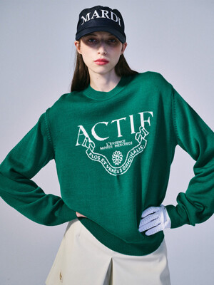 ACTIF CLASSIQUE KNIT PULLOVER_GREEN IVORY