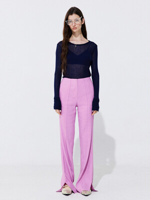 Linen semi-Bootscut Trousers_Pink