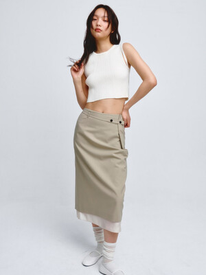 Strap Point Sleeveless Knit Top  Ivory (KE425UM010)