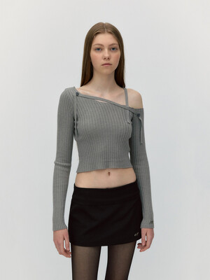 ONE OFF SHOULDER STRAP KNIT [GREY]