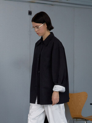 button half coat - black