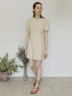 A PUFF SLEEVE NYLON MINI DRESS_BUTTER