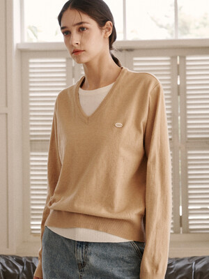 color layered pullover-beige