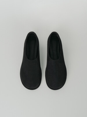 suede flat shoes (black)