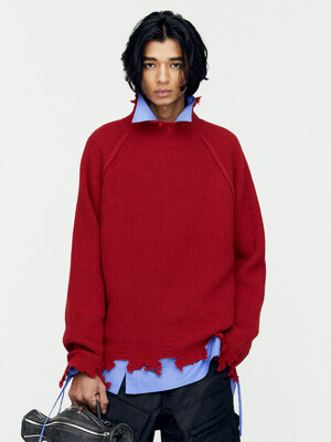 ROGHEN TURTLE NECK SWEATER atb1157m(SCARLET)