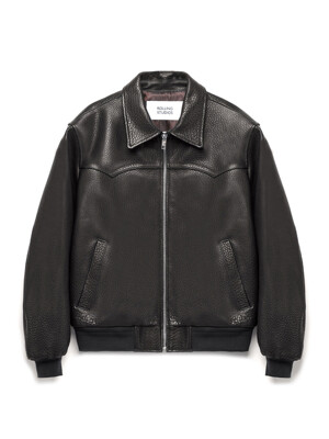 OVERSIZED WESTERN BLOUSON JACKET GRAINED LAMBSKIN DARK BROWN