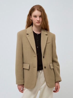 wool single jacket - beige