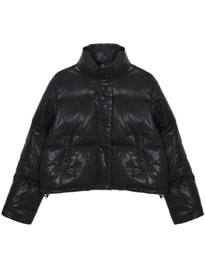 NICOLE GLOSSY CROP PUFFER PADDING_BLACK