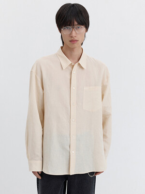 UNISEX CLASSIC LINEN SHIRT BUTTER_M_UDSH5B125Y1