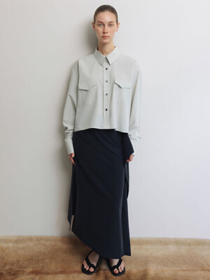 CARDY DRAPERY DETAIL SKIRT (BLACK)