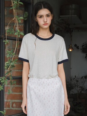 [단독] G Rib Coloration Linen Half Tshirt_2colors
