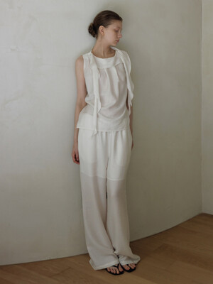SUMMER LIGHT WOOL BANDING PANTS