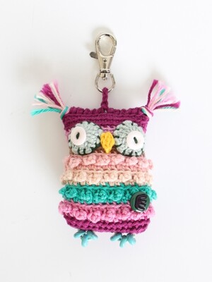 Owl fairy keyring (redish purple)