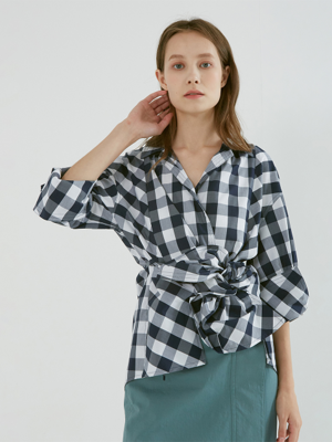 ROBE TOP_navy check