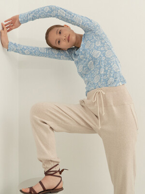 Soft cotton jogger pants - melange beige