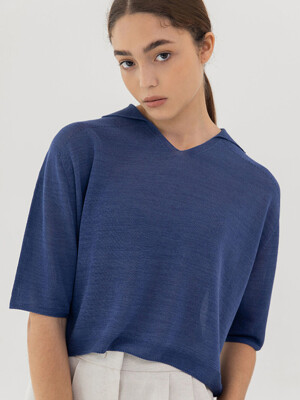 Wholegarment linen knit (blue)