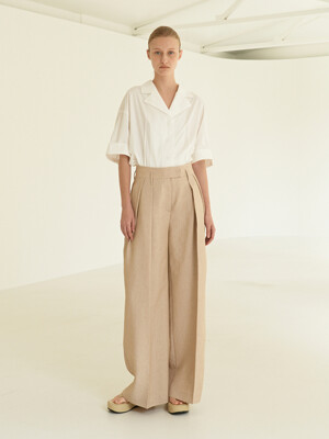 TOR TWO TUCK WIDE LINEN TROUSER_2 COLOR