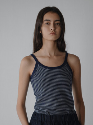 Stripe sleeveless top (Deep navy)