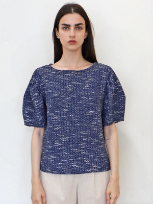 쟈가드 퍼프 네이비 티셔츠_ Jacquard Puff Navy TS