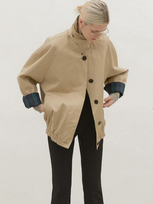 ANDY Cotton Twill Blouson Trench Coat_Beige